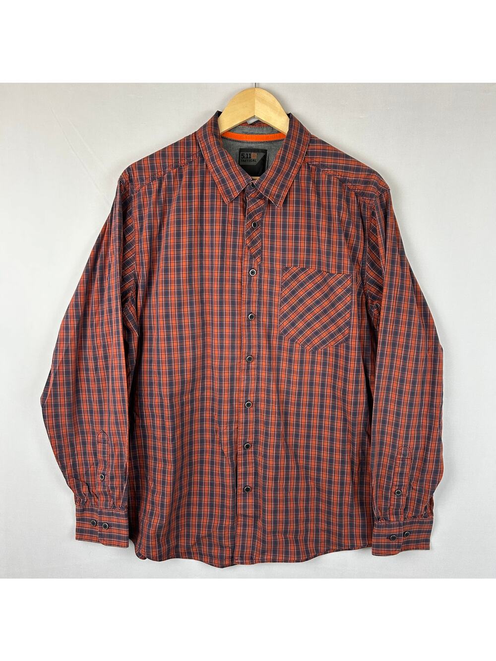 5.11 Tactical Cover Flex Long Sleeve Red Plaid Snap Button Shirt Men's Size L